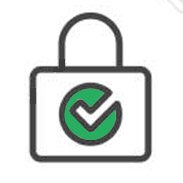 Lock with check line icon. private locker sign.